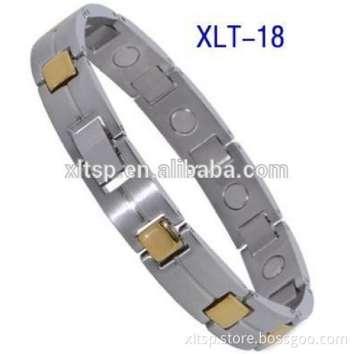 In stock gold plated men stainless steel bio magnetic energy bracelet